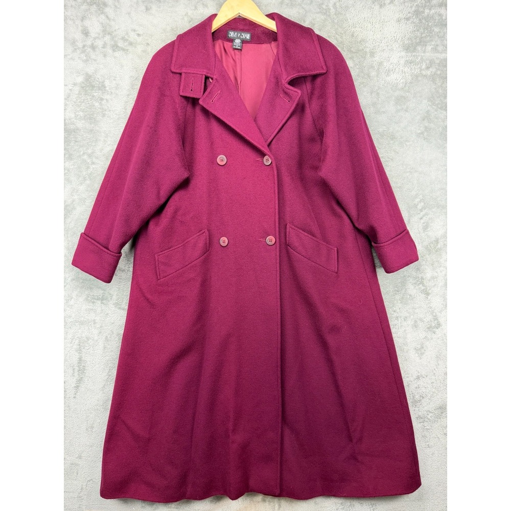 VTG Steve by Searle Women's Wool Overcoat Size 4 Dark Fuchsia Double Breasted‎